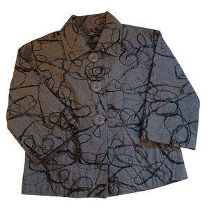 Vintage Lisa Abstract Pattern Gray and Black Blazer